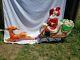 Vintage Empire Santa Sleigh And Reindeer Lighted Blow Mold Christmas Yard Decor