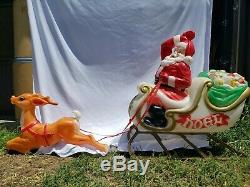 Vintage Empire Santa Sleigh and Reindeer Lighted Blow Mold Christmas Yard Decor