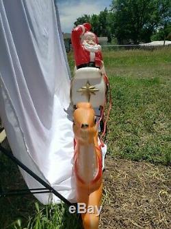 Vintage Empire Santa Sleigh and Reindeer Lighted Blow Mold Christmas Yard Decor