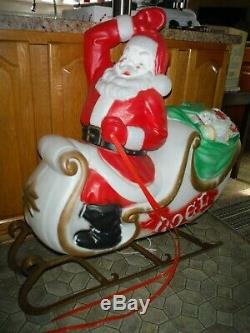 Vintage Empire Santa in Sleigh Blow Mold Christmas Yard Decor Light