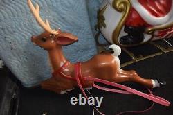 Vintage Empire Sleigh Santa Claus with One Reindeer Plastic Blow Mold 1970s