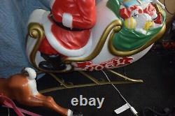 Vintage Empire Sleigh Santa Claus with One Reindeer Plastic Blow Mold 1970s
