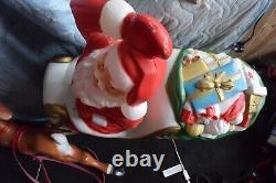 Vintage Empire Sleigh Santa Claus with One Reindeer Plastic Blow Mold 1970s