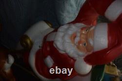 Vintage Empire Sleigh Santa Claus with One Reindeer Plastic Blow Mold 1970s