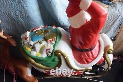 Vintage Empire Sleigh Santa Claus with One Reindeer Plastic Blow Mold 1970s