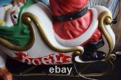 Vintage Empire Sleigh Santa Claus with One Reindeer Plastic Blow Mold 1970s