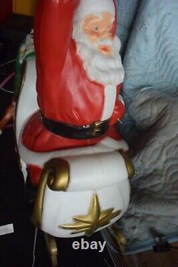 Vintage Empire Sleigh Santa Claus with One Reindeer Plastic Blow Mold 1970s