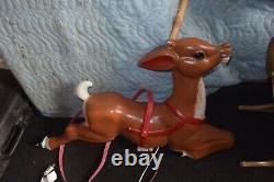 Vintage Empire Sleigh Santa Claus with One Reindeer Plastic Blow Mold 1970s