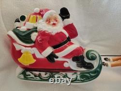 Vintage Empire Tabletop Santa withSleigh & 2 Reindeer Blow Mold Christmas 1970