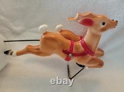 Vintage Empire Tabletop Santa withSleigh & 2 Reindeer Blow Mold Christmas 1970