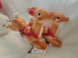 Vintage Empire Tabletop Santa withSleigh & 2 Reindeer Blow Mold Christmas 1970
