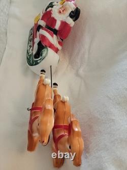 Vintage Empire Tabletop Santa withSleigh & 2 Reindeer Blow Mold Christmas 1970