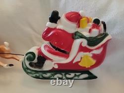 Vintage Empire Tabletop Santa withSleigh & 2 Reindeer Blow Mold Christmas 1970
