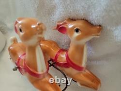 Vintage Empire Tabletop Santa withSleigh & 2 Reindeer Blow Mold Christmas 1970