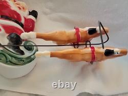 Vintage Empire Tabletop Santa withSleigh & 2 Reindeer Blow Mold Christmas 1970