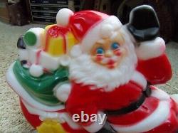 Vintage Empire Tabletop Santa with Sleigh and Reindeer Blow Mold 1970 WORKS