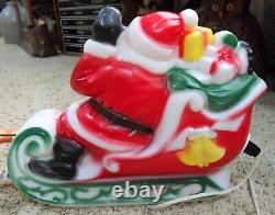 Vintage Empire Tabletop Santa with Sleigh and Reindeer Blow Mold 1970 WORKS