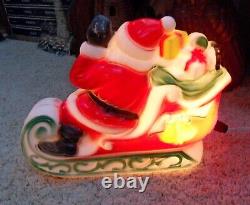 Vintage Empire Tabletop Santa with Sleigh and Reindeer Blow Mold 1970 WORKS