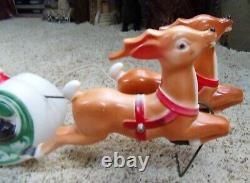 Vintage Empire Tabletop Santa with Sleigh and Reindeer Blow Mold 1970 WORKS