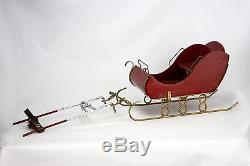 Vintage Folk Art Santa and Reindeer Sleigh / Sled ca1930