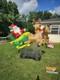 Vintage Gemmy 8' Santa On Sleigh W Reindeer Lit Floating Airblown Inflatable