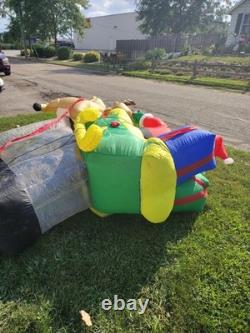 Vintage Gemmy 8' Santa On Sleigh W Reindeer Lit Floating Airblown Inflatable