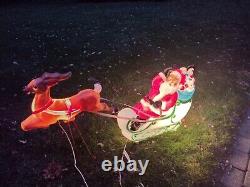 Vintage General Foam Christmas Blow Mold Santa Sleigh And Reindeer Lighted