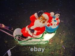 Vintage General Foam Christmas Blow Mold Santa Sleigh And Reindeer Lighted