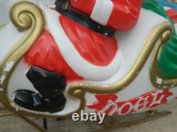 Vintage General Foam Santa Sleigh & Reindeer Blow Mold Reigns Outdoor Yard Decor