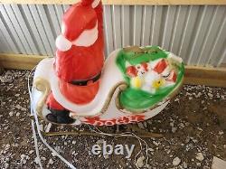 Vintage General Foam USA Made Lighted Outdoor Santa Sleigh With 2 Reindeer Set