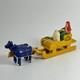 Vintage German Erzgebirge Wood Putz Miniature Santa Sleigh Reindeer Early 20th C