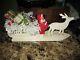 Vintage German Paper Mache Santa In Reindeer Drawn Sled Period Decorations