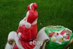 Vintage Giant Empire Santa Claus Sleigh Blow Mold Reindeer Christmas