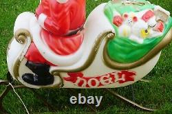 Vintage Giant Empire Santa Claus Sleigh Blow Mold Reindeer Christmas