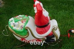 Vintage Giant Empire Santa Claus Sleigh Blow Mold Reindeer Christmas