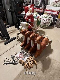 Vintage Giant santa and sleigh by general foam & 4 reindeer's