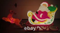 Vintage Grand Venture Santa And Sleigh With (1)Reindeer Lighted Blow Mold