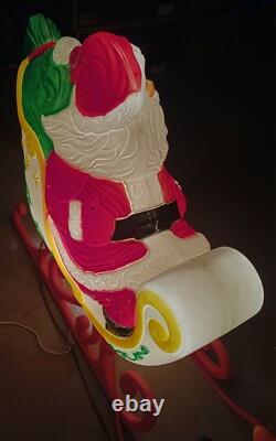 Vintage Grand Venture Santa And Sleigh With (1)Reindeer Lighted Blow Mold