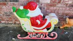 Vintage Grand Venture Santa And Sleigh With 1 Reindeer Lighted Blow Mold
