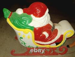 Vintage Grand Venture Santa And Sleigh With (1)Reindeer Lighted Blow Mold