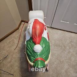 Vintage Grand Venture Santa And Sleigh With 1 Reindeer Lighted Blow Mold