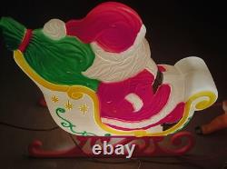 Vintage Grand Venture Santa And Sleigh With (1)Reindeer Lighted Blow Mold
