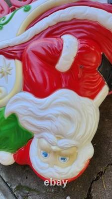 Vintage Grand Venture Santa And Sleigh With 1 Reindeer Lighted Blow Mold