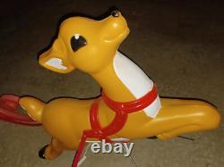 Vintage Grand Venture Santa And Sleigh With (1)Reindeer Lighted Blow Mold