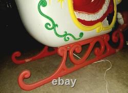 Vintage Grand Venture Santa And Sleigh With (1)Reindeer Lighted Blow Mold