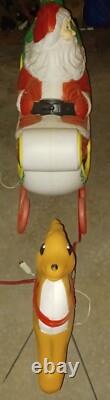 Vintage Grand Venture Santa And Sleigh With (1)Reindeer Lighted Blow Mold