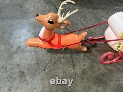 Vintage Grand Venture Santa And Sleigh With Reindeer Blow Mold EXCELLENT COND