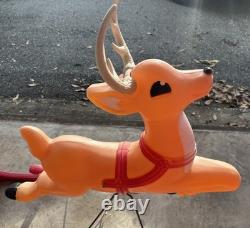Vintage Grand Venture Santa And Sleigh With Reindeer Blow Mold GREAT CONDITION