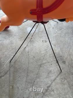 Vintage Grand Venture Santa And Sleigh With Reindeer Blow Mold GREAT CONDITION