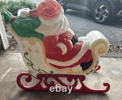 Vintage Grand Venture Santa And Sleigh With Reindeer Blow Mold GREAT CONDITION